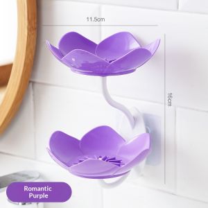 Taidu hai lớp sen đĩa đựng xà phòng treo tường thoát nước Giá đặt xà phòng Túi sắp xếp phòng tắm với thiết kế hoa