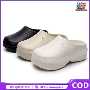 VIVOLILV รองเท้าแตะปิดหัวพื้นหนาแบบใหม่รองเท้าแตะพื้นหนากึ่งคุณภาพสูงสำหรับเชฟฤดูร้อนผู้หญิงรองเท้าแตะด้านล่างหนา Dopaamine ความสูง Clog Beach Anti-SLIP รองเท้าแตะกลางแจ้งฝาครอบ Clog รองเท้า