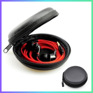 Bao Da Đựng Tai NgheCáp Sạc_Hộp Đựng Tai Nghe Bằng Da Màu Đen_Túi Đựng Phụ Kiện Tai NgheDây sạc_Hộp Đựng Phụ Kiện