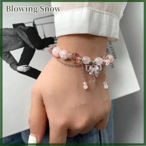 Blowing Màu Hồng Phượng Hoa Chi Nhánh Phiên Bản Cung Bướm Mặt Dây Chuyền Đính Cườm Vòng Đeo Tay Ngọt Ngào Mát Mẻ Vòng Đeo Tay Cho Phụ Nữ Thẩm Mỹ Hợp Thời Trang Tay