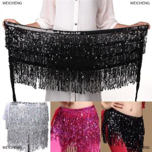 [COD] WEICHENG Belly Dance Costume Sequin Tassel Fringe Hip Scarf Belt Waist Wrap Skirt