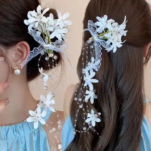 กิ๊บติดผมผู้หญิงหญิงสาวกิ๊ฟติดผมรูปดอกไม้พู่สไตล์จีนอุปกรณ์เสริมหมวกคลุมหัวใหม่กิ๊บขนเป็ดคลิปกิ๊บติดโบว์