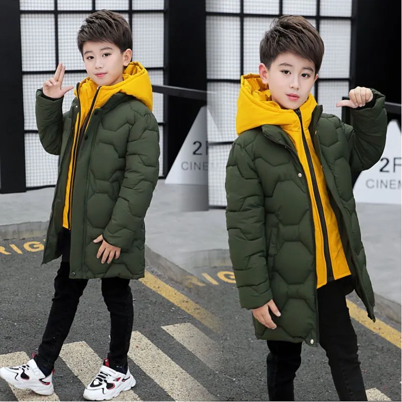 4 6 8 10 12 14 Years Big Boys Jacket Autumn Winter Thicken Warm Teenager Kids Jackets Fashion Long Style Zipper Hooded Boys Coat YCLIHAO Lazada PH