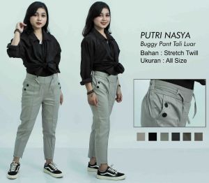 Putri Nasya celana baggy pant chino stret tali celana bahan / celana kantor / celana kerja /celana formal / celana kerja wanita / celana kantor wanita / maroon / latte / abu / hitam / putri nasya