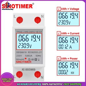 Vodool Digital Power Meter Din Rail 220V 230V Energy Meter 50 60Hz Indoor Installation