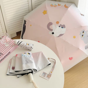AE Digitally Printed Sun Umbrella Vintage Style Oil Painting Design Portable Automatic Dual-use for Sun and Rain Womens Sun Protection Parasol
