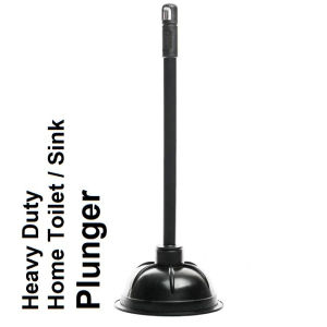 <LazMall> Classic 4.5" PVC Handle TOILET Pump Pressure Suction Drainage Sink Plunger Good Quality (BLACK)