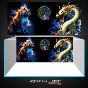 [MẪU MỚI] Tranh dán hồ cá 3d - phông nền bể cá cao cấp - mẫu long hổ tranh đấu - có keo sẵn trên bề mặt in theo kích thước yêu cầu AQB23-153