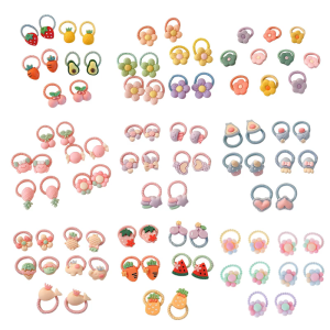 10Pieces Kids Hair Ties with Flower Theme Pendant for Infant and Little Girls Everyday Wear Hairstyle Hairband