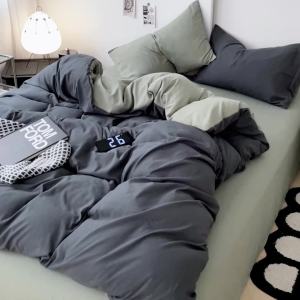 Bedroom Duvet Cover Washed Cotton Bedding Solid Color Four-Piece Set College Dormitory Bed Sheet Three-Piece Set LZD