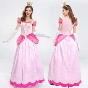 Adult Princess Peach Costume Women Cosplay Party Anime Halloween Masquerade Dress Up Clothing Queen Skirt Pink Fancy Dress2026