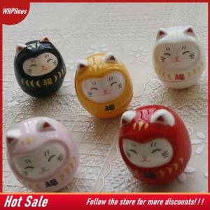 【COD】🔥🔥🔥 Ceramic Daruma Statue Daruma Tumbler Crafts Japanese Style Lucky Cat Fortune Ornament Landscape Home Decor Accessories Gifts