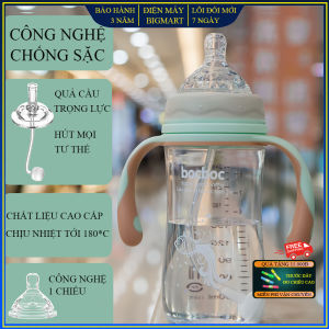 Bình sữa chống sặc cho bé bình sữa BocBoc cổ rộng có quai cầm tiện lợi giúp bé uống sữa trong mọi tư  thế không lo bị sặc và đầy hơi tặng kèm ngoáy tai phát sáng bảo hành 2 năm