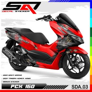 Decal Sticker Custom Full Body PCX 160 - DeKal Stiker Variasi Motor PCX 160 Premium Racing SDA.03
