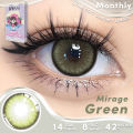 (0.00-6.00) Power UYAAI 1 Pair Colored Contact 14.5mm Mirage Brown Green Blue Gray Wearing Soft Lens Natural Look Monthly Replacement. 