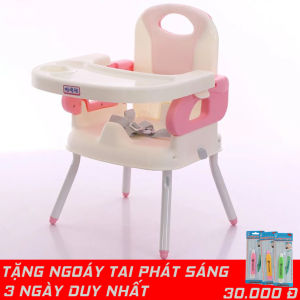 Ghế ăn dặm cho bé 3 chế độ tiện lợi - gấp gọn có chân sắt bảo hành 2 năm ( Tặng ngoáy tai phát sáng)