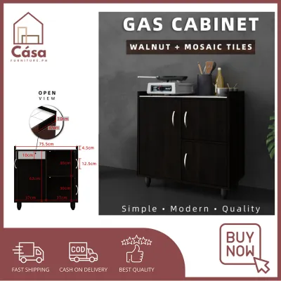 The Furniture Guys- Kitchen Gas Cabinet Modern Gas Cabinet for Kitchen with tiles on top gas storage Inside Color Black