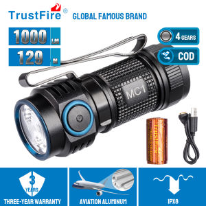 TrustFire MC1 1000lm LED Flashlight Equipped with Magnetic Charging and Magnetic Tail Compact and Lightweight Portable(70mm Long) Suitable for Outdoor Activities such as Hiking/Climbing/Fishing