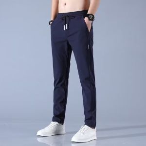 Men’s Ice Silk Casual Pants Quick Drying Breathable Youth Thinsweatpants Straight Large Size