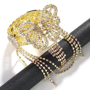 KECTTIO Alloy Crystal Tassel Arm Chain Armlet Adjustable Butterfly Rhinestone Anklet Vintage Bracelet Oval Upper Arm Bangle Arm Accessories