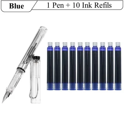 [พร้อมส่งในไทย] ชุดปากกึดสีพื้นฐาน (Fountain Pen) หัว EF 0.38mm ไส้หมึกซึมเปลี่ยนสีได้ ปากกาเขียนการ์ตูน/อักษรสวยงาม สำหรับเรียนเขียนสายคอวาบิ