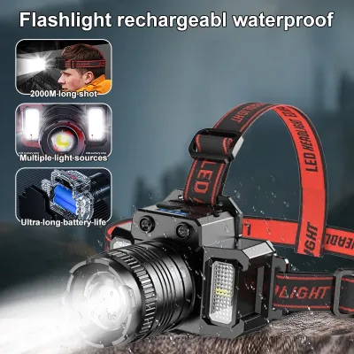 Diving Headlamp Super Bright 1000000LM Waterproof IPX8 3600mAh Rechargeable Head-Mounted Underwater Lighting High Power Fishing Searchlight