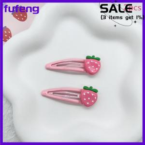 fufeng 2 Pcs Cute Sweet Strawberry Hairpin Lovely Pink Hair Clips Girls Bangs Clips BB Snap Clip Hair Accessories