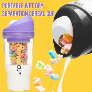Wet And Dry Separation Cereal Separation Fresh-keeping Cup Portable Dual-Layer Plastic Breakfast Cup Fitness Healthy Breakfast