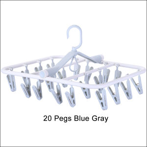 Big Size Thick Plastic 20/24/32 Pegs Clips Clothes Drying Hanger Foldable Undergarments Socks Hanger