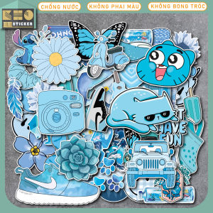 Combo 50 Sticker Blue Xanh Dương chống nước sticker dán laptop điện thoại đàn guitar mũ bảo hiểm vali. MSP: ST100