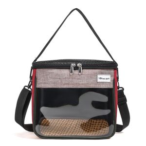 DGFDF Breathable Hamster Travel Carrier Clear Window S/M/L Small Pet Carrier Hamster Travel Carrier Portable Hamster Carry Bag Outdoor Use