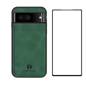 Shockproof Leather Built-in Magnet Plate Matte Case For Google Pixel 7A 8 9 Pro 8A 7 6 Slim Phone Funda With 1PS Tempered Glass