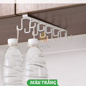 Thanh Treo Vật Dụng Đa Năng Dưới Kệ Tủ Bếp -Móc Treo Dụng Cụ Bếp 10 Móc Gắn Dưới Kệ Siêu Tiện -Kệ Treo Đồ Dưới Tủ Bếp 10 Móc Tiết Kiệm Không Gian