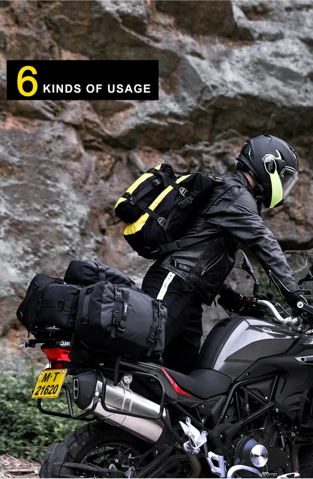 Rhinowalk Motorcycle Back Seat Bag 10 20 30L Waterproof Multifunctional Side Saddle Bag Universal Outdoor Riding Backpack Modified Bag Luggage Storage Bag Touring Bag Tools Laptop Bag Motorcycle Acces...