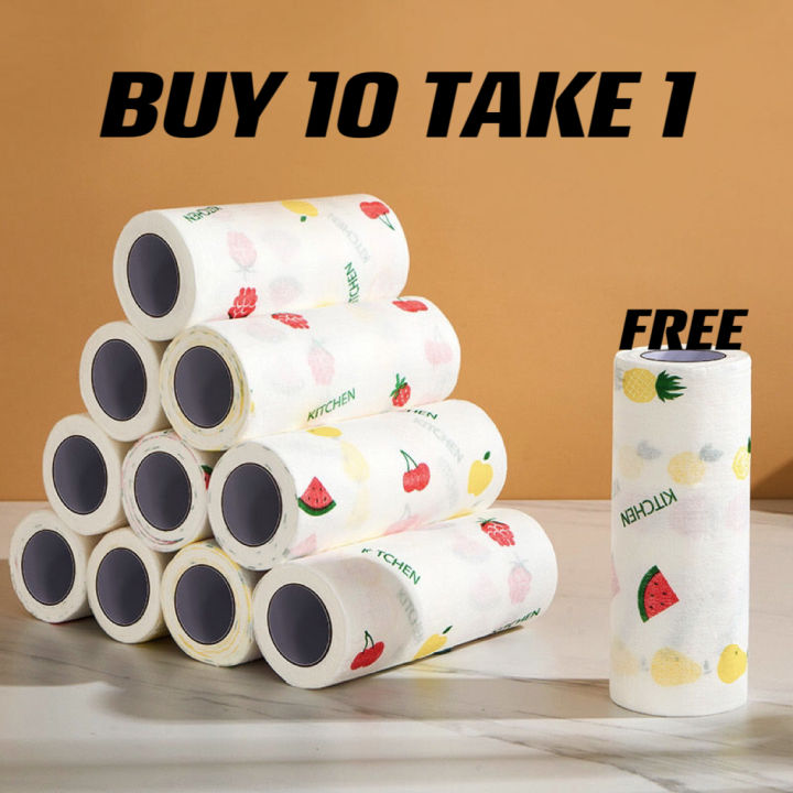 50pcs/Roll Disposable Clean Lazy Rag Paper Kitchen Oil Absorbent Paper ...