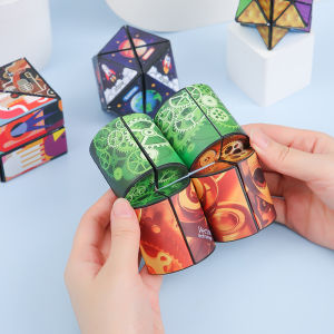 ZEEMIN 3D Changeable Magic Cube Puzzle Fidget Toys Variety Geometric Shape Antistress Cube Kids Hand Flip Puzzle Game Stress Relief Toy