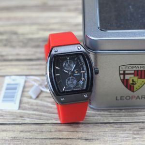 JAm tangan Wanita Leopard 8056 tali karet tanggal aktif chrono off analog original
