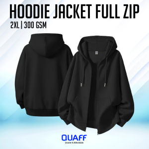 Printing View - QUAFF 300GSM Hoodie Jacket Full Zip Black M-XXL