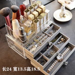Hộp đựng phụ kiện tóc nhiều tầng chống oxy hóa bằng vải nhung dùng để đựng trang sức phụ kiện tóc dây chuyền bông tai khuyên tai giá trưng bày di động.