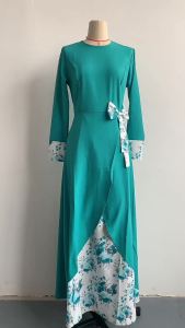 23 Cross-Border Foreign Trade Womens Clothing Middle East Dubai Malay Indonesian National Style Vintage Floral Print Long Sleeves Stitching Big Swing Dress ㏇L0514