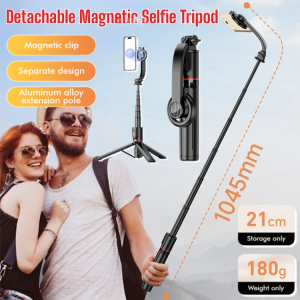 【One-Touch Shooting】Detachable Magnetic Selfie Tripod 360° Rotation Phone Camera Holder Mount with Bluetooth Wireless Remote