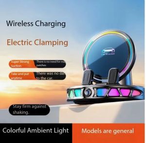 [DealsForYouDays]360 °     Rotating Wireless Charging Car Phone Mount with RGB Ambient Light - Ultra-Stable Suction Auto-Lock Fits Dashboard Windshield Compatible with iPhone and Android