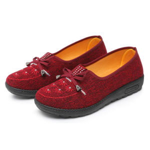 Free Shipping WomenS Spring And Autumn Casual Slip-On Shoes Flat-Soled Embroidered Shoes For Elderly Women