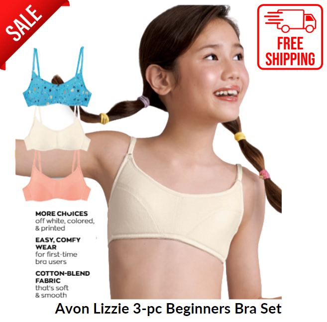 Avon Lizzie 3-pc Beginners Bra Set Baby Bra For Kids Girl Cotton underwear  Fit 8-12 years old