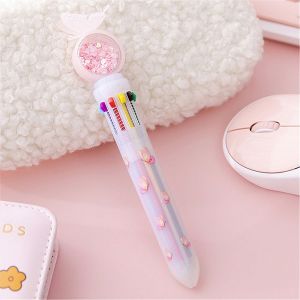 【Ready Stock/COD】10 Colors Cute Stationery Set Butterfly Colorful Refill Animal Rollerball Pen Ballpoint Pen Mermaid