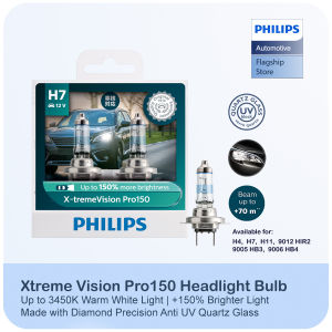 Philips Xtreme Vision Pro150 Car Headlight Bulb ( H4 H7 H11 HB3 HB4 HIR2 | +150% More Light | Pack of 2 Halogen Bulbs )