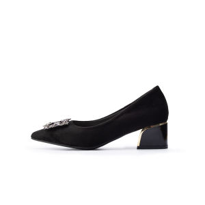 LADYSFSV Heels Korean 2 inches Block Pointed Toe Black Fashion Office School Close Formal Shoes For Women