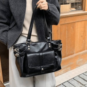 MYTHIS Large Capacity Tote Bags PU Leather High Quality Hand Bags Elegant Rivet Design Shoulder Crossbody Bags For Women