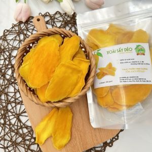 Xoài Sấy Dẻo Nguyên Miếng Ít Ngọt Mềm Dẻo Không Xơ Túi 500g món ăn vặt thơm ngon xoài sấy SUNNYFOODVN