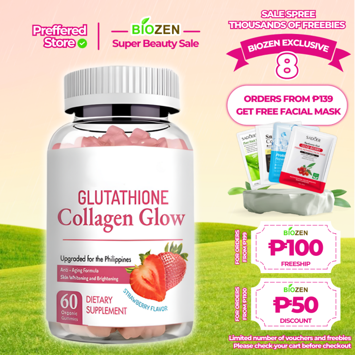 Glutathione Collagen Glow Gummies Anti-Aging Whitening Skin Strawberry and  CranBerry Collagen Glow Beauty Supplement | Lazada PH